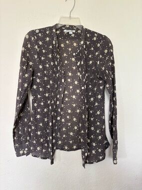 Boden Lightweight Dark Taupe Polka Dot Shirt